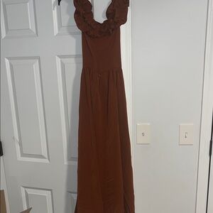 Elegant Brown Sleeveless Dress